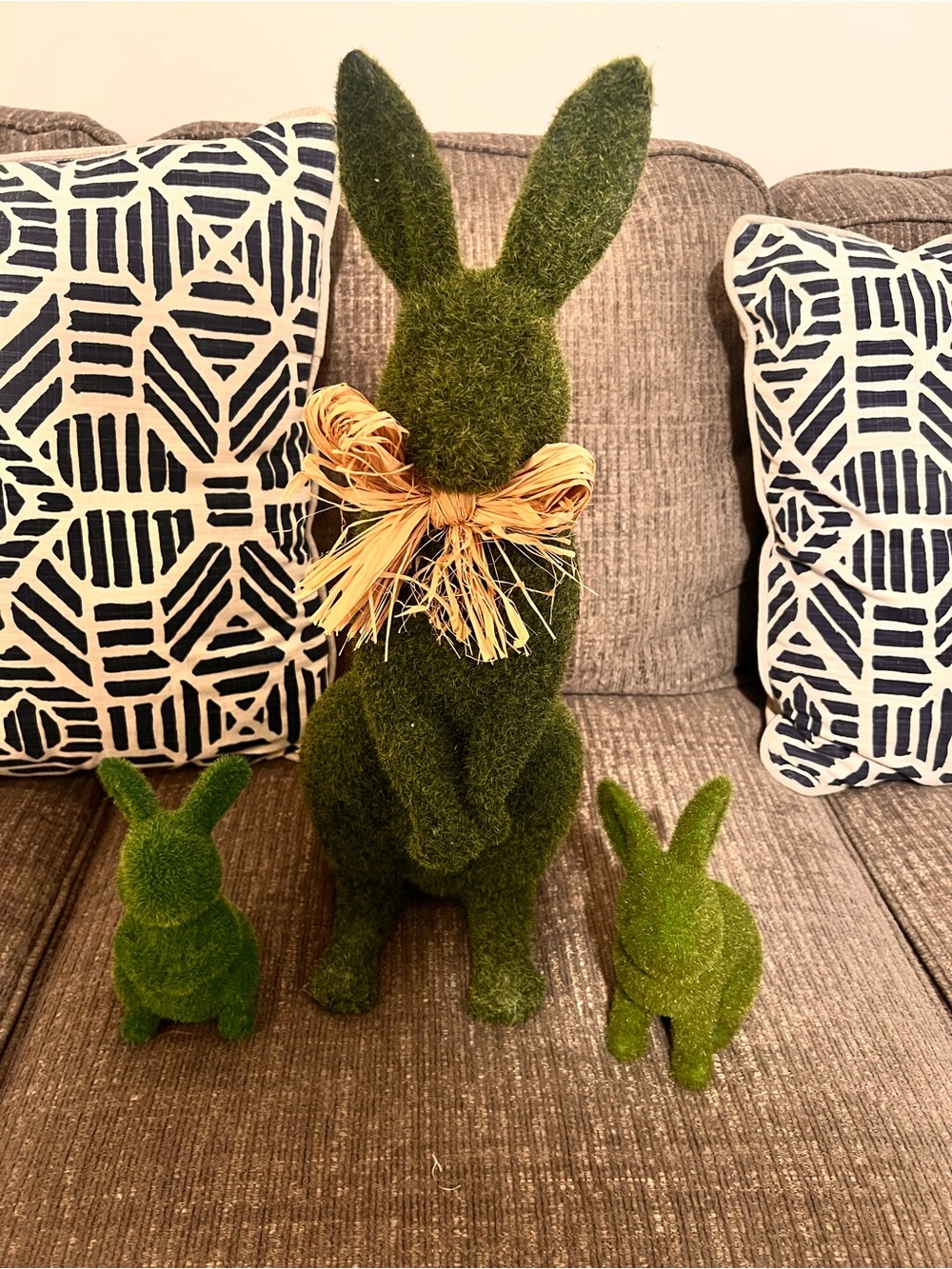 Green Moss Bunny Trio Decorative Accent Set